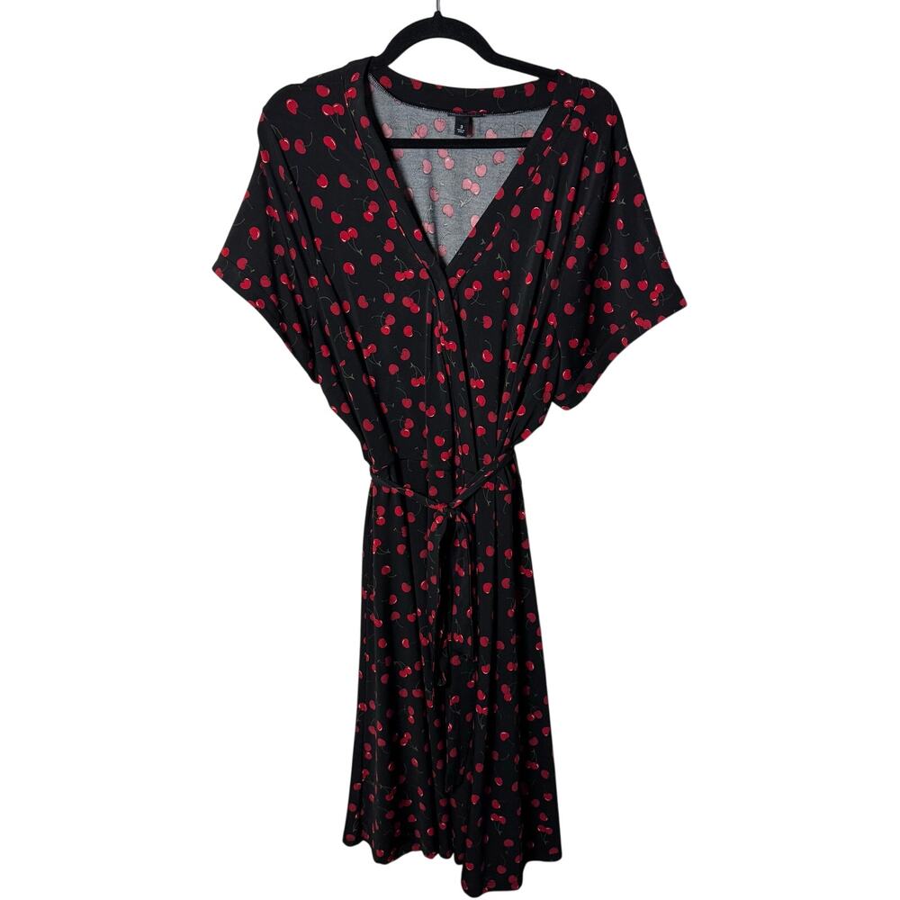 Torrid Cherry Print Plus Size Wrap Dress 3X Size 3 Retro Pinup Rockabilly - Picture 2 of 9
